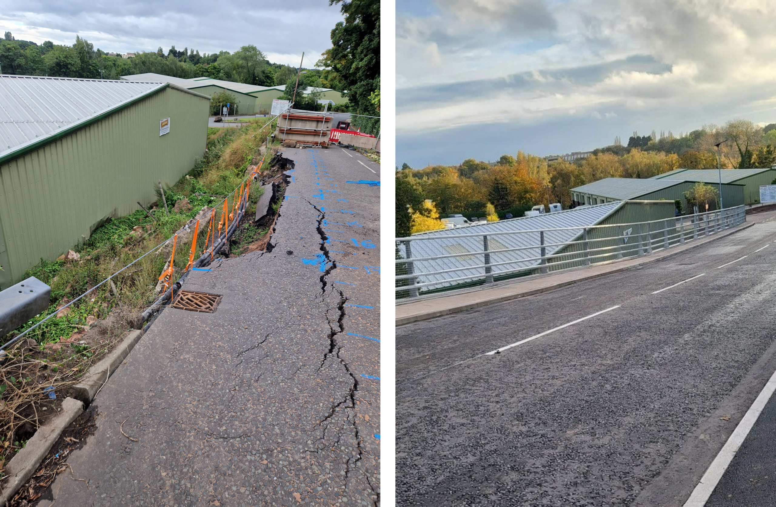 Kilkern Civil Engineering's completed works at Soot Hill, Northwich, Cheshire where the road and retaining wall have been reinstated.