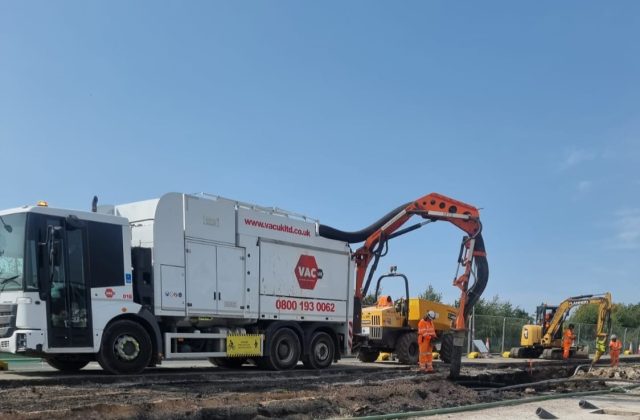 VAC UK vac ex working with Kilkern civil engineering at Meols Cop, Southport