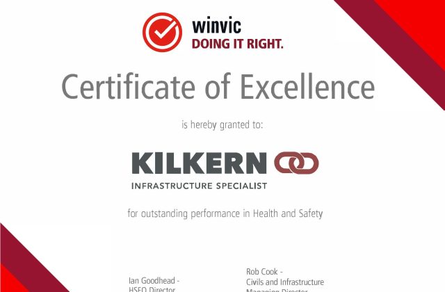 Winvic has awarded Kilkern its “Doing it Right” certificate of excellence in Civils and Infrastructure for 2025